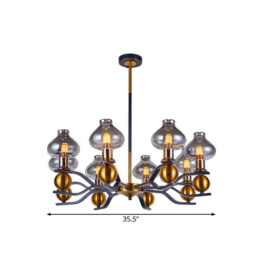 Smoke Gray Glass Hanging Chandelier: Simplicity Jar Shape 6/8-Bulb Down Lighting For Living Room