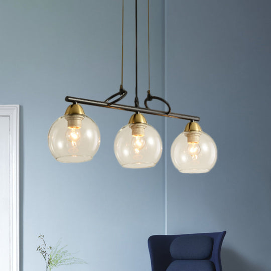 Contemporary Black Hanging Chandelier With Clear/Prismatic Glass 3/4 Bulbs - Modern Pendant Light