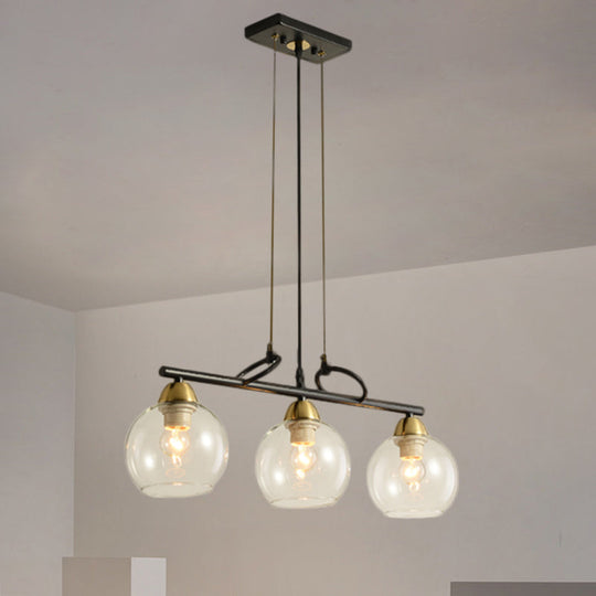 Contemporary Black Hanging Chandelier With Clear/Prismatic Glass 3/4 Bulbs - Modern Pendant Light