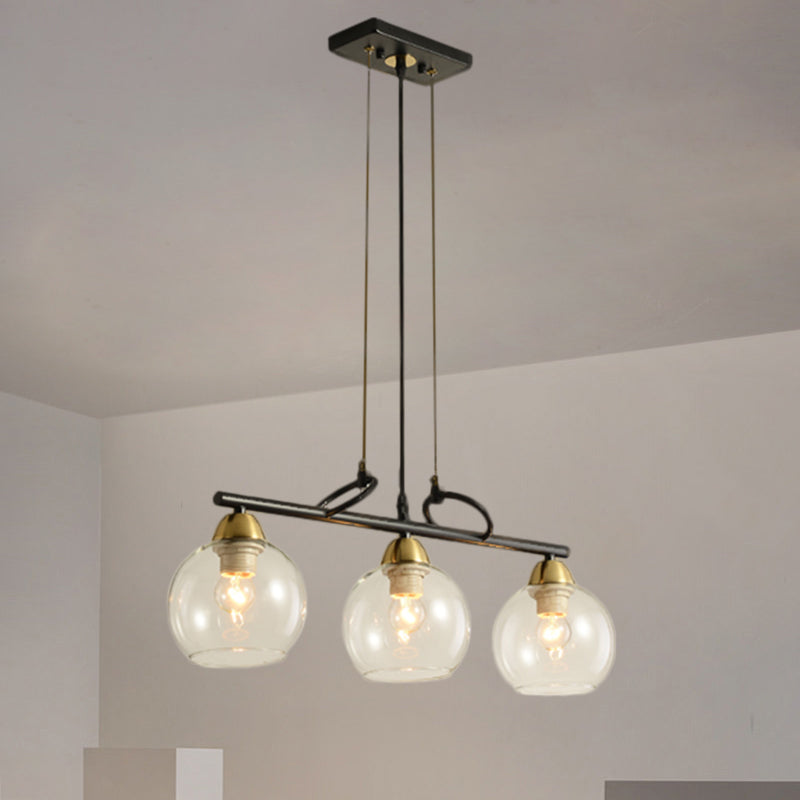 Modern Hanging Chandelier: Clear Glass Dual Bulb Pendant Light Kit In Black