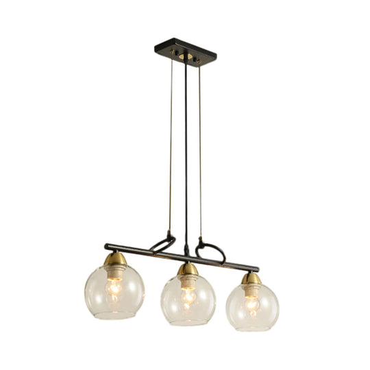 Modern Hanging Chandelier: Clear Glass Dual Bulb Pendant Light Kit In Black
