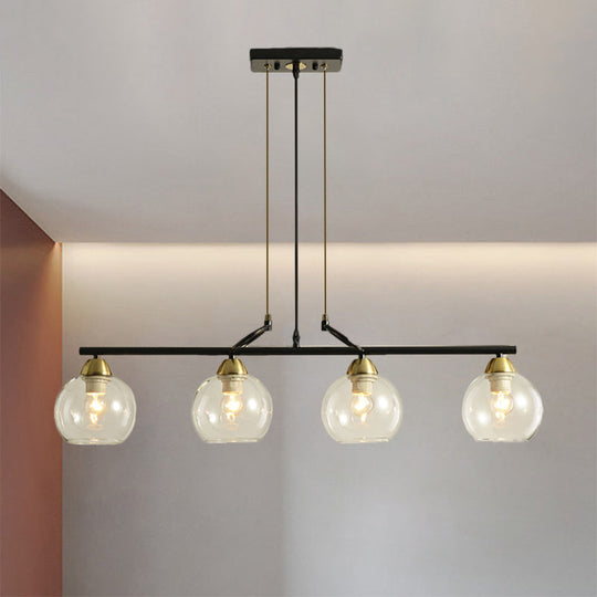 Modern Hanging Chandelier: Clear Glass Dual Bulb Pendant Light Kit In Black
