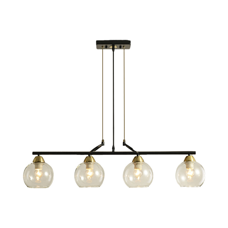 Contemporary Black Hanging Chandelier With Clear/Prismatic Glass 3/4 Bulbs - Modern Pendant Light