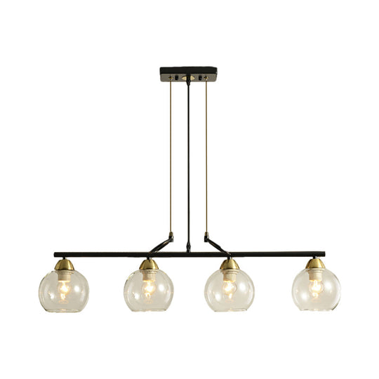 Modern Hanging Chandelier: Clear Glass Dual Bulb Pendant Light Kit In Black