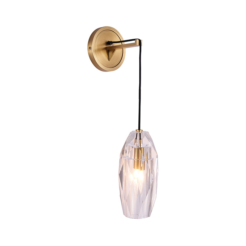 Contemporary Torpedo Crystal Sconce Light Fixture - 1 Head Wall Mounted Lighting For Bedchamber