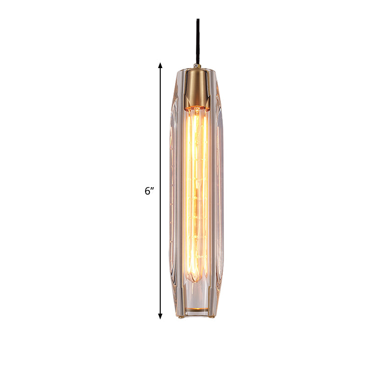 Modern Crystal Glass Pendant Light With Rod Design - Single Bulb
