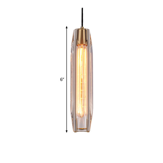 Modern Crystal Glass Pendant Light With Rod Design - Single Bulb
