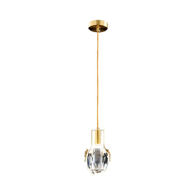 Modern Gold Led Mini Crystal Pendant With Dragonfly Ornaments