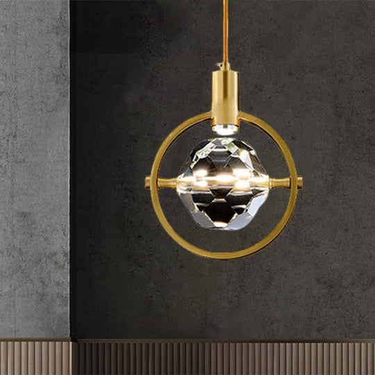 Contemporary Led Crystal Hanging Lamp Kit - Gold Finish