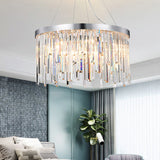 Round Crystal Chandelier Lighting Kit With 2/6 Hanging Bulbs Contemporary Design - 8/16 Wide