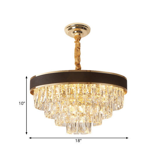 Tapered Clear Crystal Blocks Ceiling Chandelier - Modern 8/10 Heads Suspension Lamp 18’/23.5’ Width