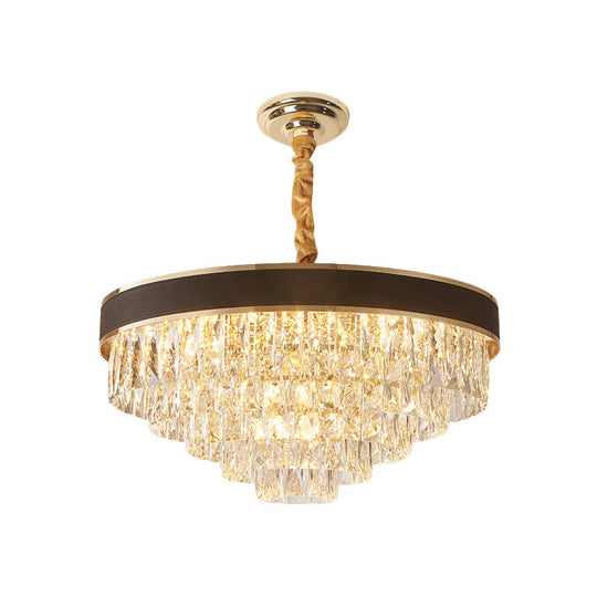Tapered Clear Crystal Blocks Ceiling Chandelier - Modern 8/10 Heads Suspension Lamp 18’/23.5’ Width