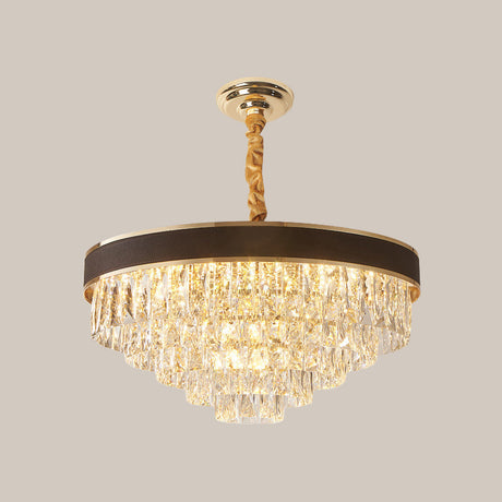 Tapered Clear Crystal Blocks Chandelier - Modern 8/10 Heads Suspension Lamp For Living Room 18/23.5