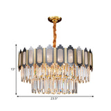 Contemporary Crystal Chandelier With 10 Clear Prisms