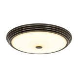 14/15/19 Wide Black Country Style Circular Led Flush Ceiling Lighting With Opal Glass - Mount