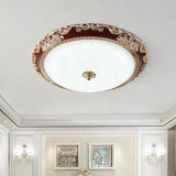 14’/16’/19.5’ Led Bowl Flush Mount Lamp Countryside Red/Blue Finish Ceiling Light For Bedroom