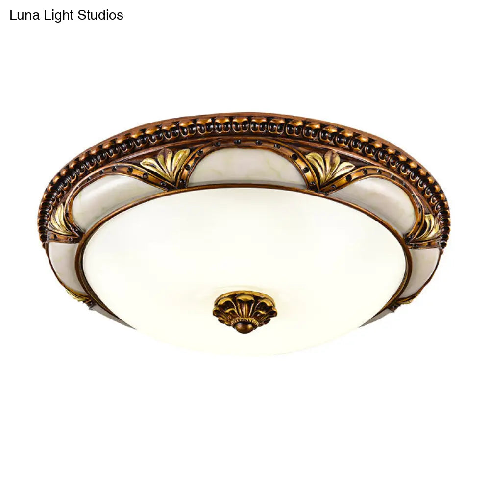 14’/16’/19.5’ Led Floral Cream Glass Ceiling Lamp Fixture In Brass
