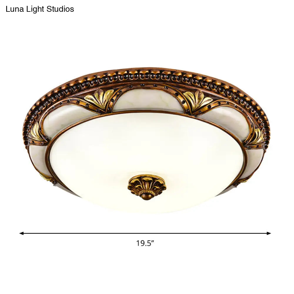 14’/16’/19.5’ Led Floral Cream Glass Ceiling Lamp Fixture In Brass