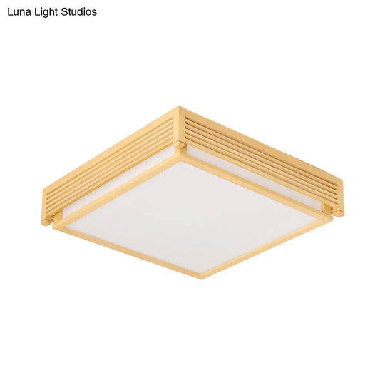 14/18/21.5W Acrylic Flush Mount Led Ceiling Light In Warm/White With Wood Guard - Square Box Simple
