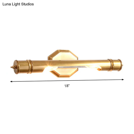 14/18 Retro Brass Vanity Light Wall Mounted Metal Sconce With 2 Bulbs For Bathroom Lighting