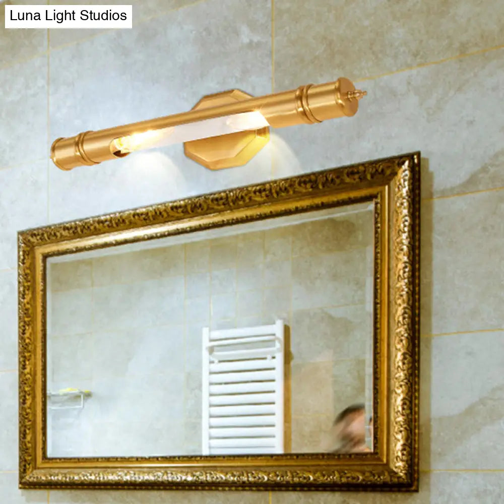 14/18 Retro Brass Vanity Light Wall Mounted Metal Sconce With 2 Bulbs For Bathroom Lighting