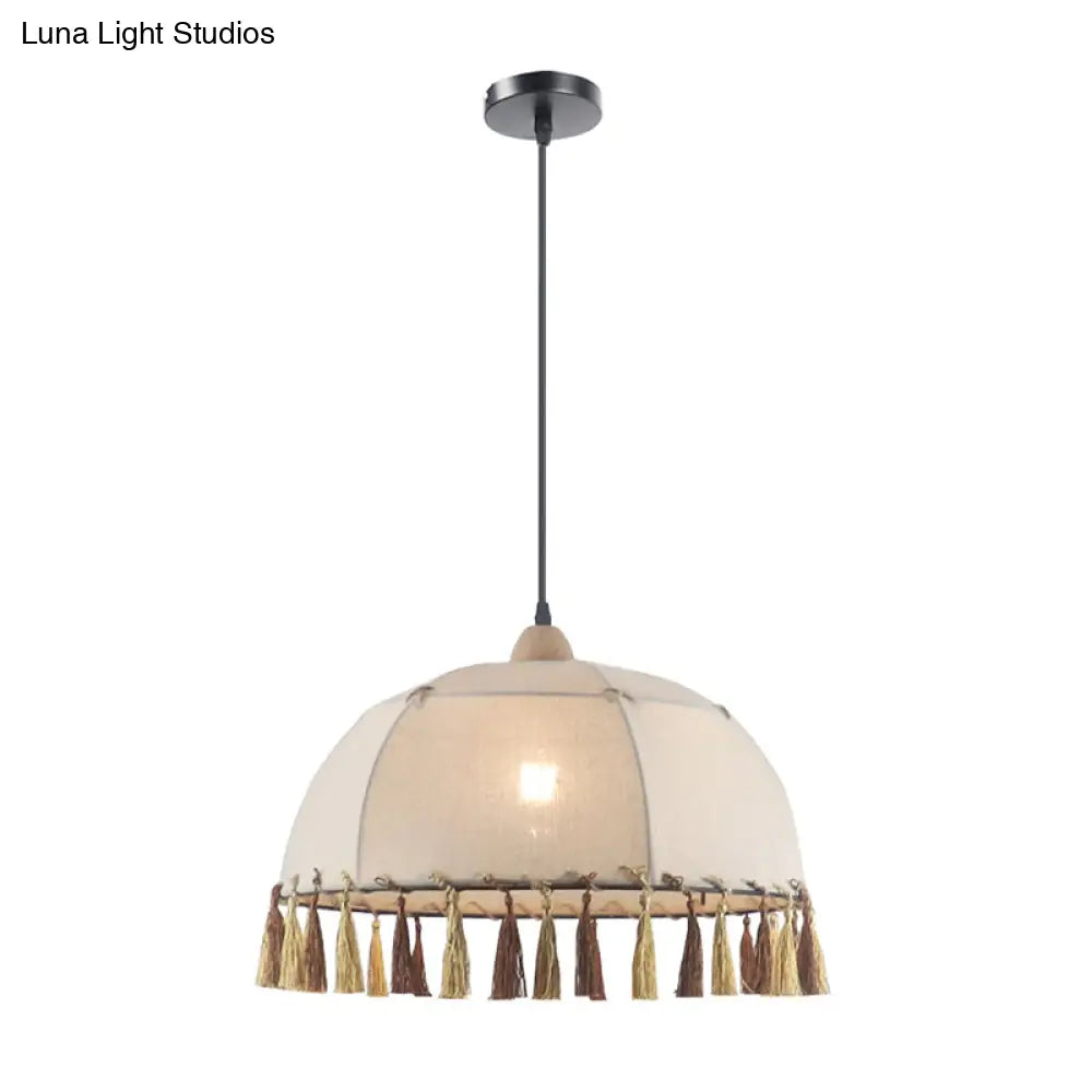 14/18 Wide Vintage Style Fabric Pendulum Light In Flaxen