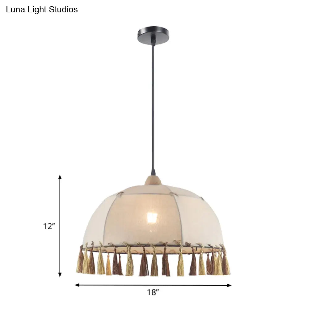 14/18 Wide Vintage Style Fabric Pendulum Light In Flaxen