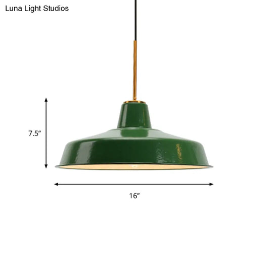 14.5’/16’ Wide Cone Pendant Light - Loft Metal 1-Light Ceiling Fixture In Polished Green