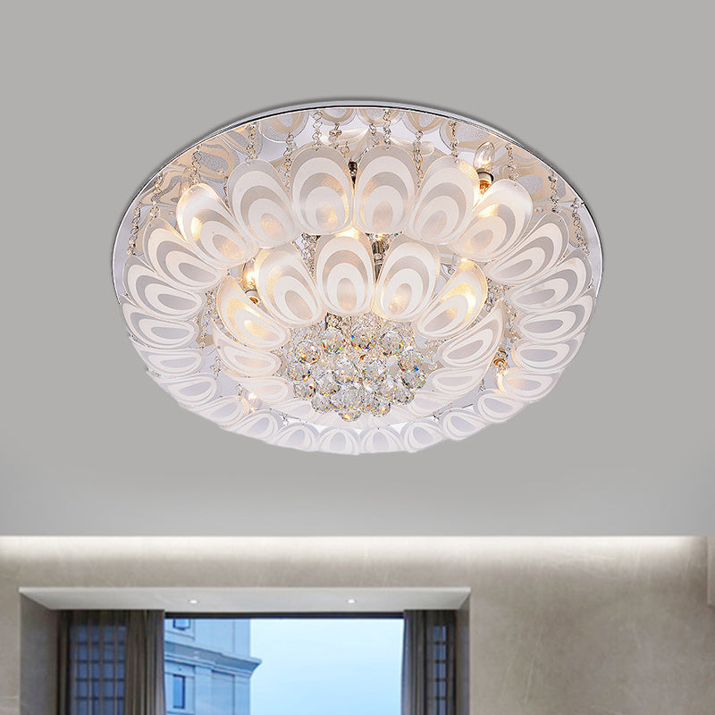 Contemporary Flush Mount Lighting Fixture With Crystal Balls And Peacock Feather Design - 8/10