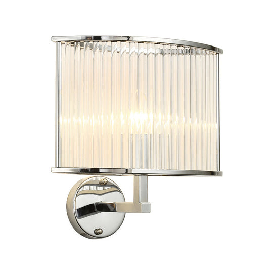 Modern Oblong Wall Sconce With Clear Crystal Shade - Silver Finish Bulb Lamp