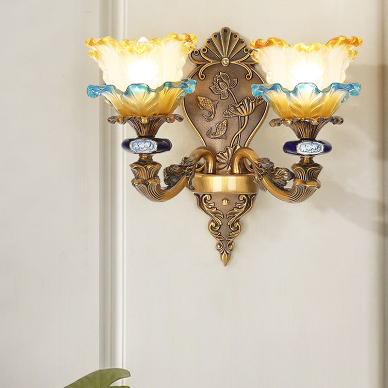 Retro Brass Wall Mount Sconce With Frosted Glass Shade For Dining Room 2 /