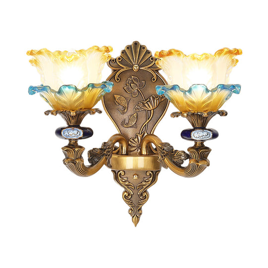 Retro Brass Wall Mount Sconce With Frosted Glass Shade For Dining Room