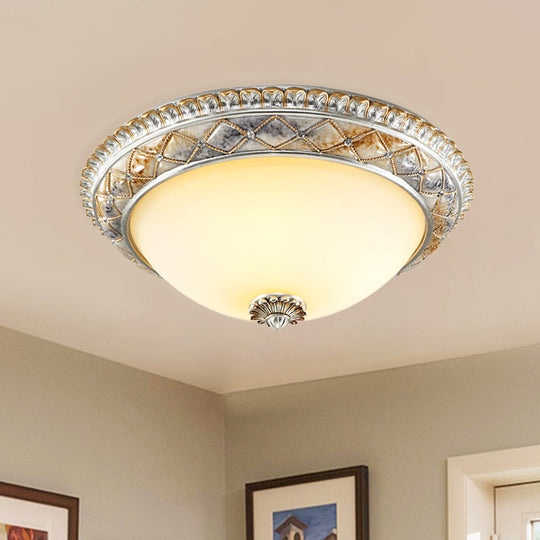 Traditional Frosted Glass Dome Ceiling Light Fixture - 14’/16’/19.5’ Gold/Silver Finish Flush