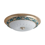 Vintage Opal Glass Bowl Shade Foyer Ceiling Lighting Sky Blue/Green Led Flush Mounted Light Fixture