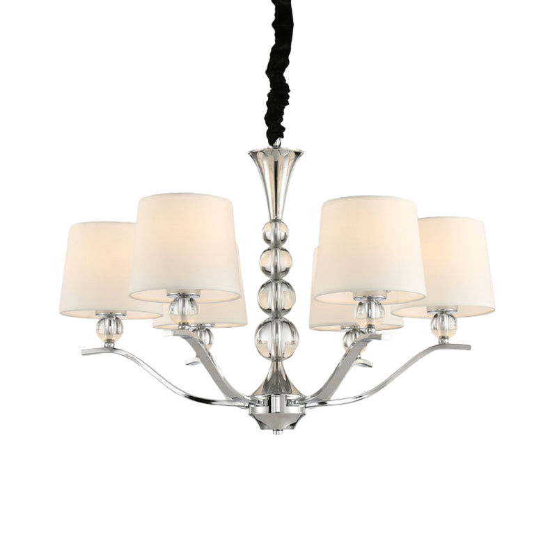 Modernist White Barrel Shade Chandelier Light Fixture - 6/8 Lights Radial Ceiling Pendant Lamp