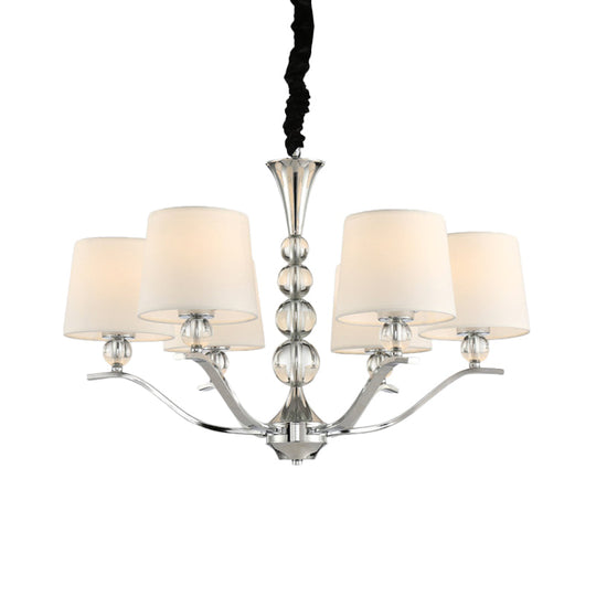 Modernist White Barrel Shade Chandelier Light Fixture - 6/8 Lights Radial Ceiling Pendant Lamp