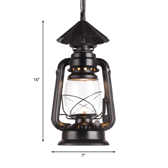 Industrial Single Light Pendant With Clear Glass And Vintage Finish For Indoor Use