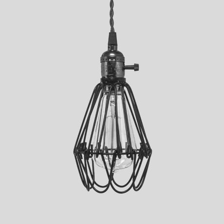 Vintage Metal Wire Pendant Light With Plug-In Cord - Kitchen Mini Suspension Lamp