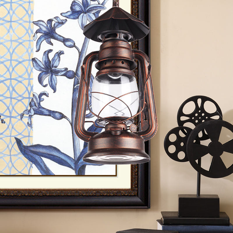 Industrial Single Light Pendant With Clear Glass And Vintage Finish For Indoor Use