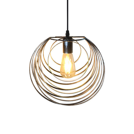 Industrial Hanging Pendant Light With Wire Cage And Globe Design - 1 Black/Silver/Rust