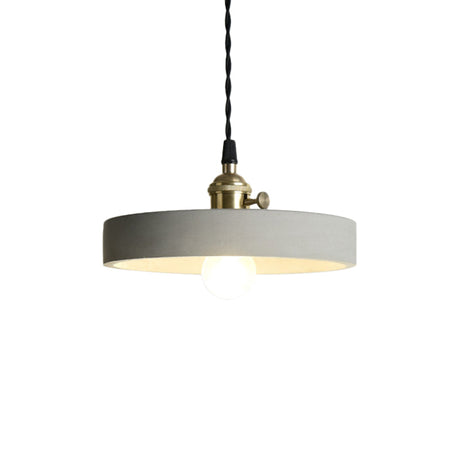 Industrial Gray Cement And Metal Pendant Light Fixture - Cone/Round Design Ideal For Table Overhead