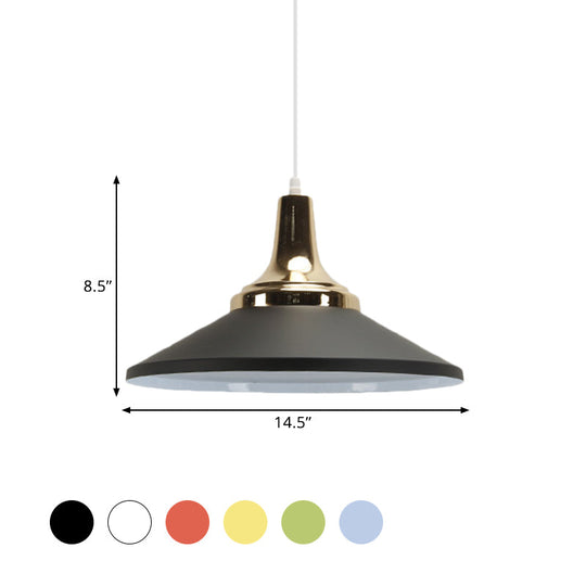 Retro Style 1-Head Pendant Light Fixture: Blue/Green Metallic Cone Shade Hanging Lamp For Bedside