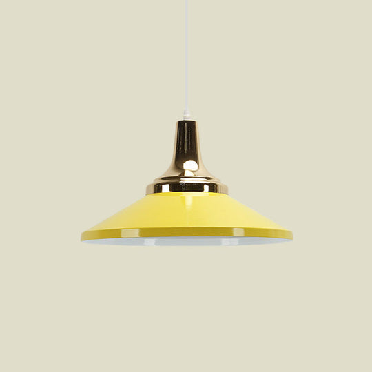 Retro Style 1-Head Pendant Light Fixture: Blue/Green Metallic Cone Shade Hanging Lamp For Bedside