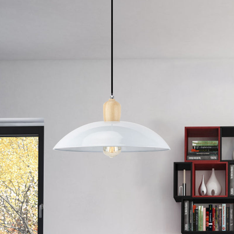 Modern Bowl Ceiling Pendant Light In Black/White 12.5’/16’ Diameter