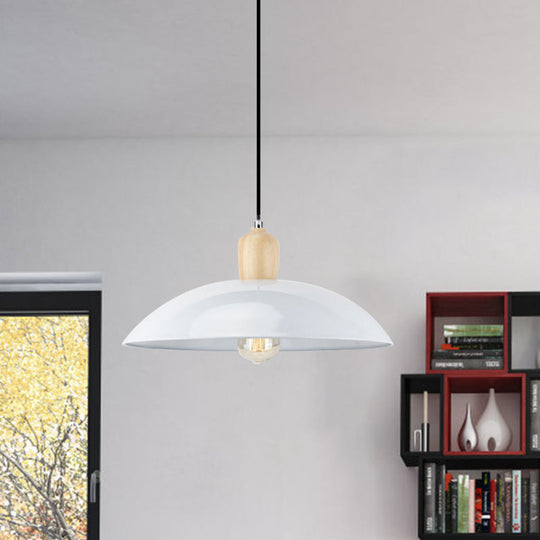 Modern Bowl Ceiling Pendant Light In Black/White 12.5’/16’ Diameter