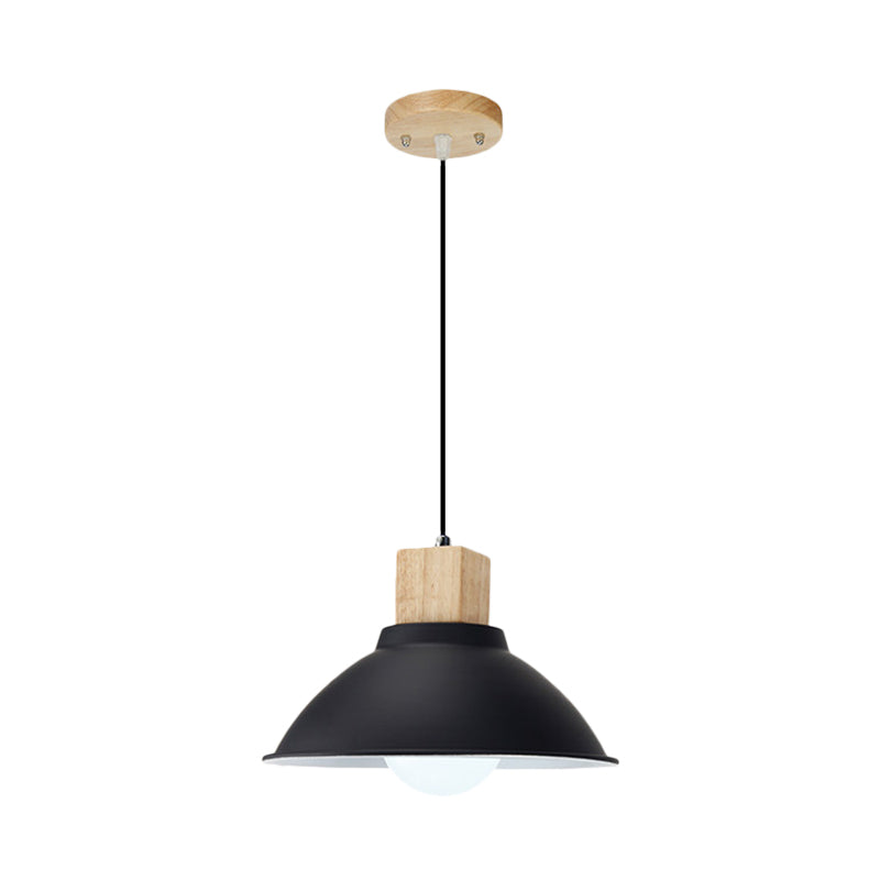 Contemporary Metal And Wood Hanging Pendant Ceiling Light In Black