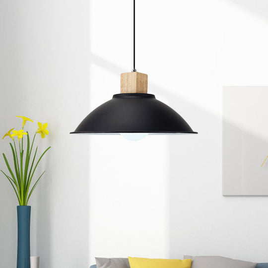 Modern Metal Pendant Light With Black Bowl Shade For Dining Room