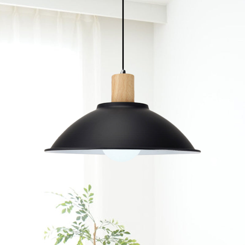 Modern Metal Pendant Light With Black Bowl Shade For Dining Room / E