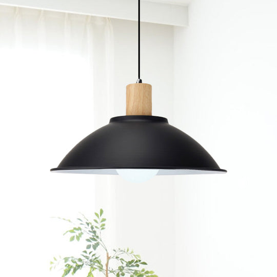 Modern Metal Pendant Light With Black Bowl Shade For Dining Room / E