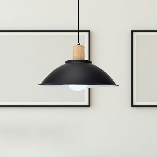Modern Metal Pendant Light With Black Bowl Shade For Dining Room
